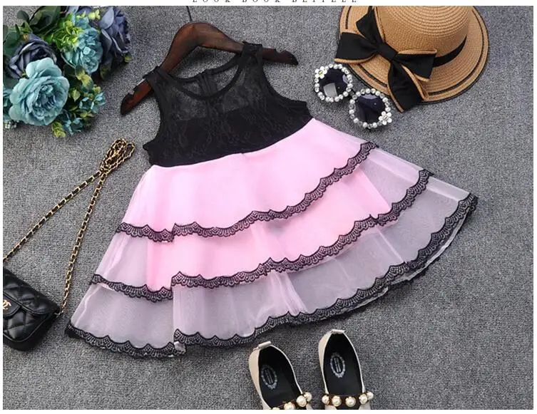 Черное кружевное платье для маленьких девочек, детское нарядное платье-пачка принцессы, вечерние платья, одежда, летняя мода, vestido