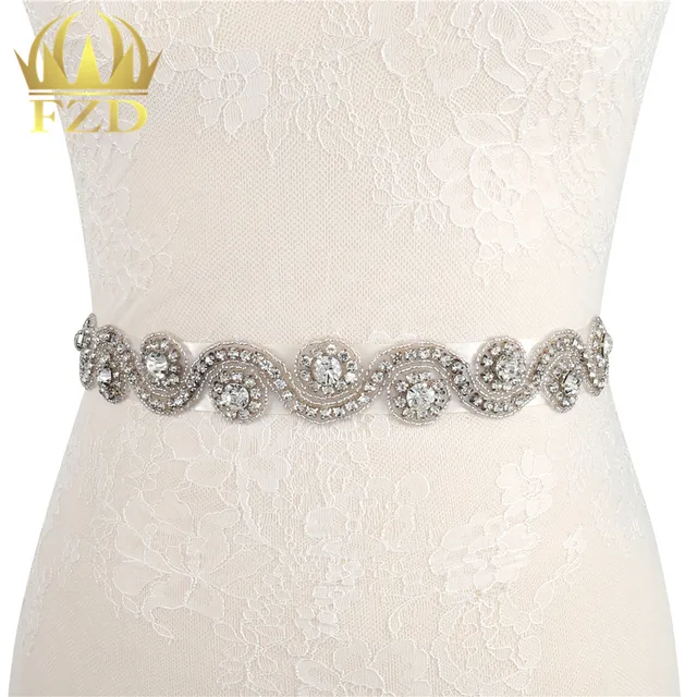 Aliexpress Handmade Silver Rhinestone Crystal Iron On Handmade Silver Rhinestone Crystal Iron On Satin Bridal Sash Wedding Belt For Diy Evening Dress