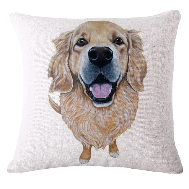 Printed Colors Dog Cushion Covers Custom Cotton Linen Decorative
