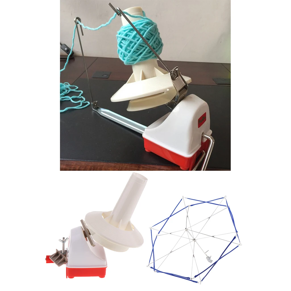 

2 Pieces/Set Yarn Swift Umbrella (Purple) & Large Household Wool String Winder Hand Operated Bobbin Winder Holder Knitting Tool