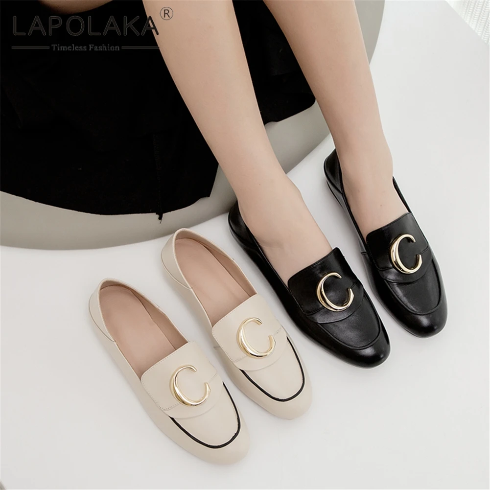 

Lapolaka New Arrivals Genuine Cow Leather Slip On Summer Pumps Woman Shoes Chunky Heels Hot Shoes Woman Pumps Footwear