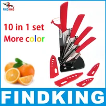 Weihnachtsgeschenke marke hohe qualität 10 stück im set Zirkonia küche-keramisches Messer-sets 3 “4” 5 “6” zoll + Peeler + Scheide + Halter