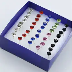 20 пар Прозрачные Разноцветные кристаллы без аллергии серьги новые