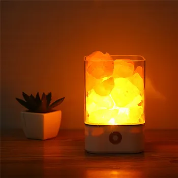 

USB Adjustable Crystal Salt Lamp Natural Himalayan Lava Led Night Light Air Purifier Room Atmosphere Table Lamp for Party Decor