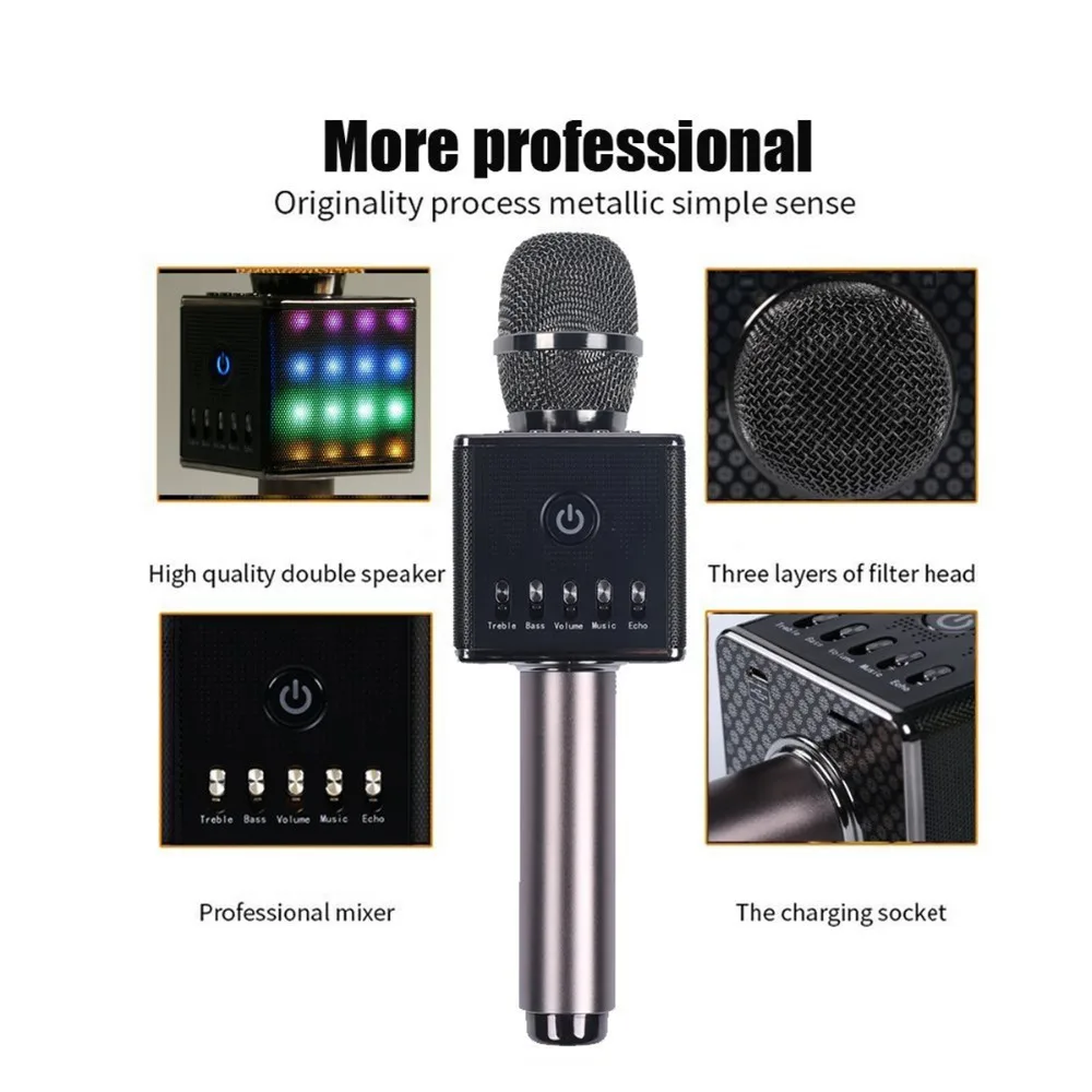 Excelvan караоке микрофон Беспроводные динамики и микрофон с Bluetooth модулем со светодиодный подсветкой адаптируется для iOS Android PC Smart tv Home K tv