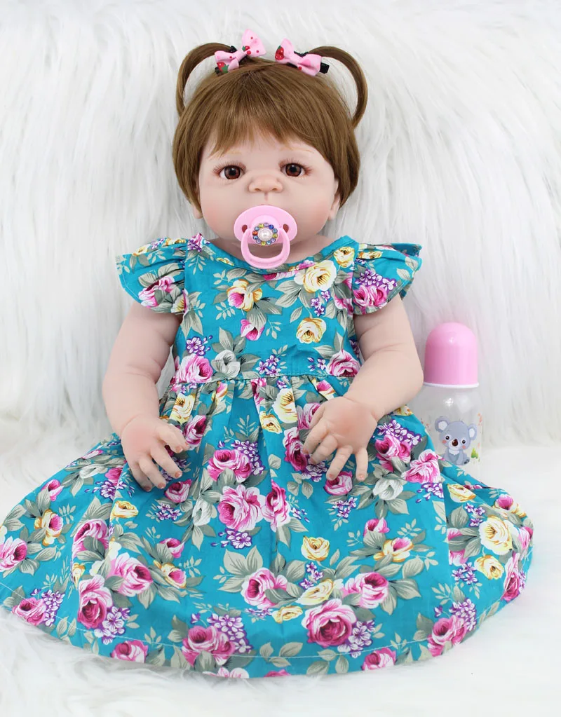 Kopen 55 cm Full Body Siliconen Reborn Baby Girl Pop Speelgoed Realistische 22 inch Pasgeboren Prinses Peuter Babies Pop Verjaardagscadeau present