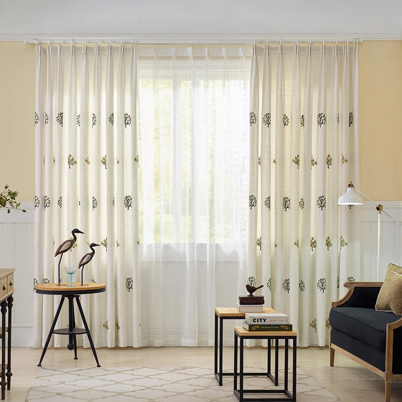 

CITYINCITY Luck Tree Faux Linen Darpe For Bedroom Traditional Chinese Style Curtains For Livingroom Curtain Window Customized