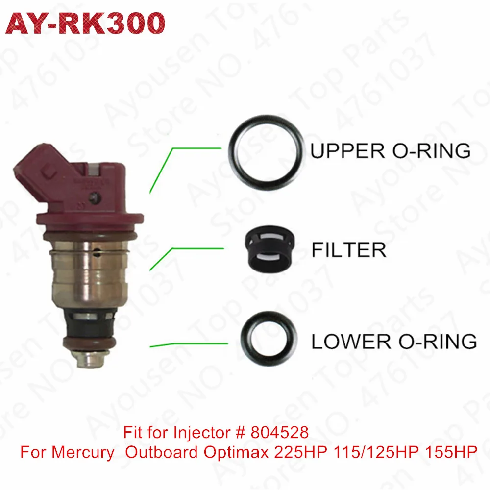 

Free Shipping Fuel Injector Service Kits for Mercury Outboard Optimax 225HP 115/125HP 155HP Repair Kit For 804528 (AY-RK300)