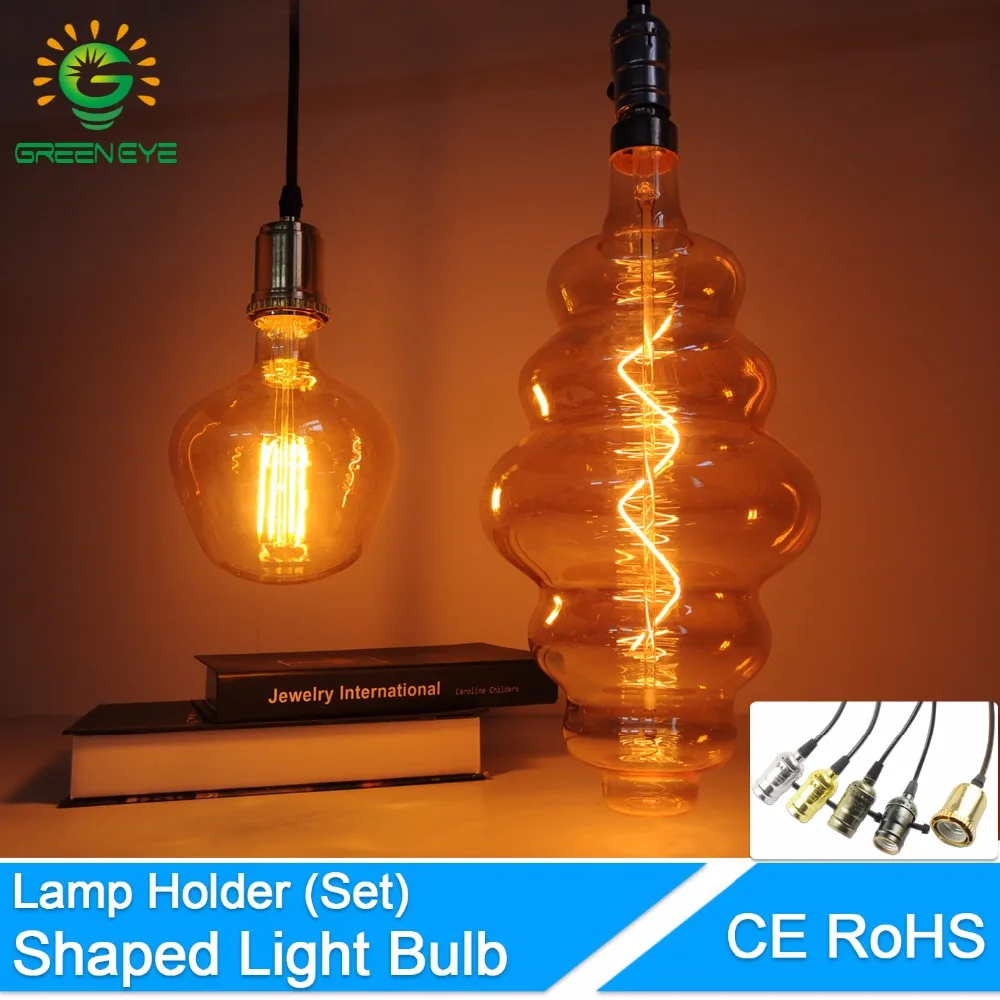 

GreenEye led bulb E27 strange shape lamp ST64/G95/G200 vintage edison bulb soft filament led lamp Holder for living room 220V
