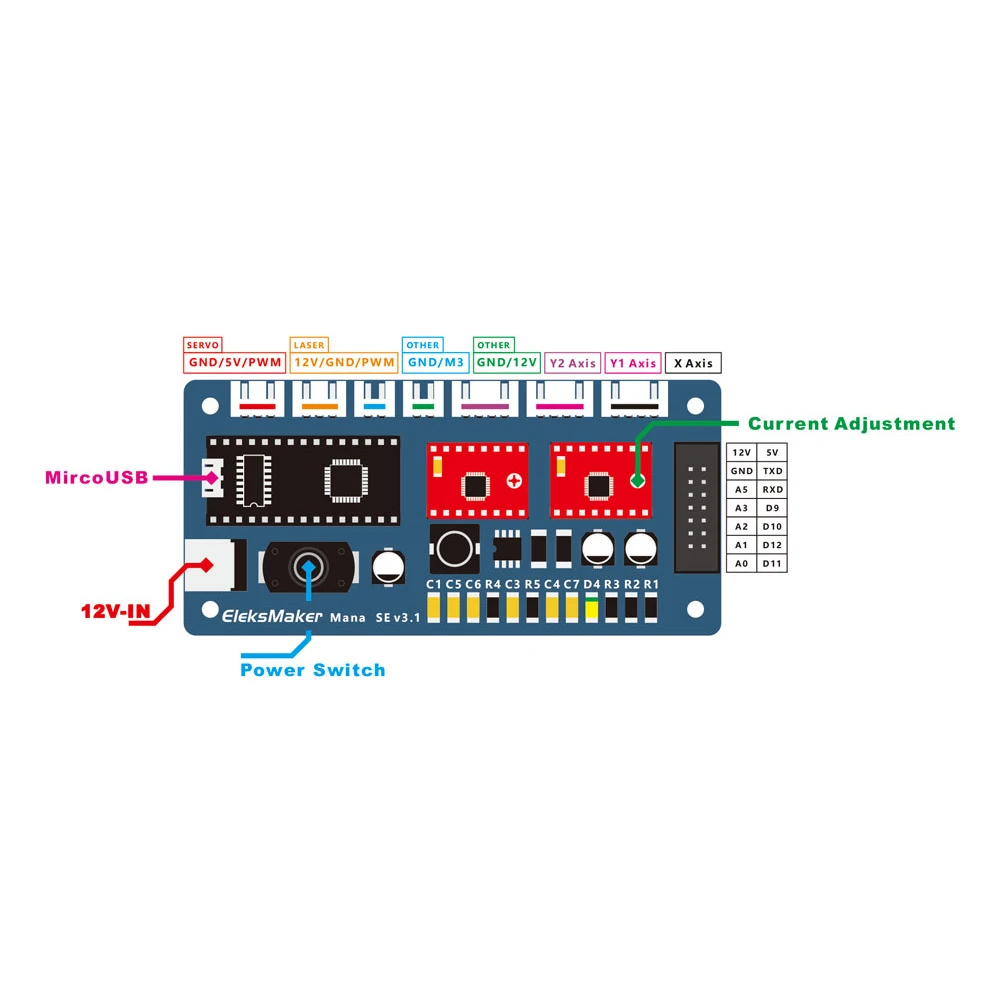 EleksMaker EleksMana SE XY 2 оси шаговый двигатель контроллер контроллера плата панель