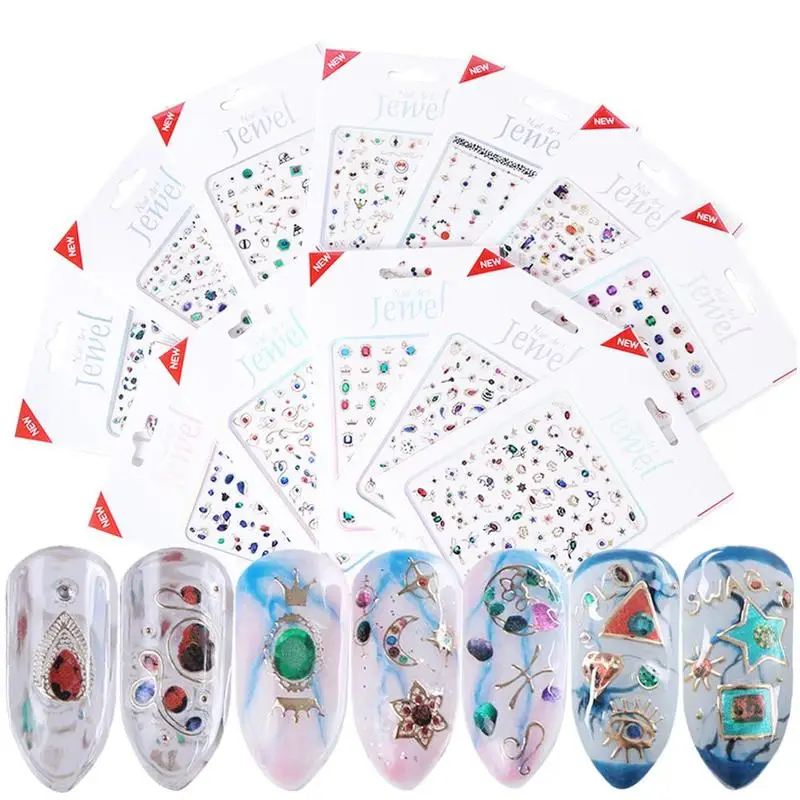 

Manicure 3d Adhesive Sticker Colorful Crystal Pattern Sticker Nail Art Stickers Paper Material Decals Diy Nail Decoration Tools