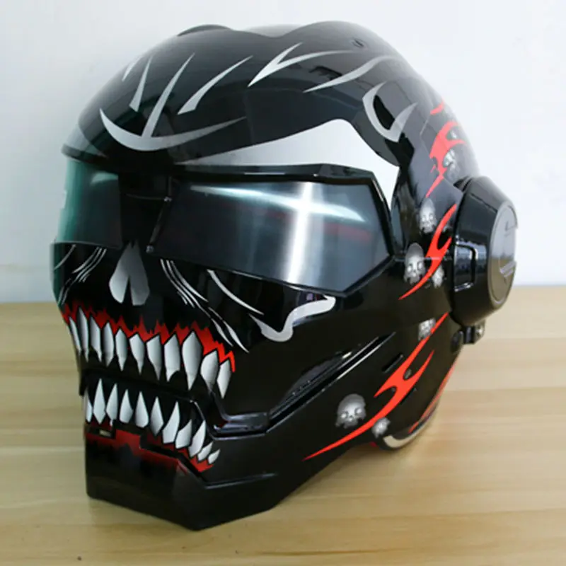 2016 Masei Luminoso Teschio Nero Mens womens IRONMAN Iron Man casco moto  mezza casco aperto del fronte casco ABS casco motocross|casque  motocross|motorcycle half helmethelmet open face - AliExpress
