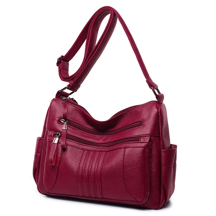 Женские кожаные сумки-мессенджеры Feminina Bolsa, роскошные кожаные сумки, женские сумки, дизайнерские сумки, сумка для основной леди, сумка на плечо - Цвет: Красный