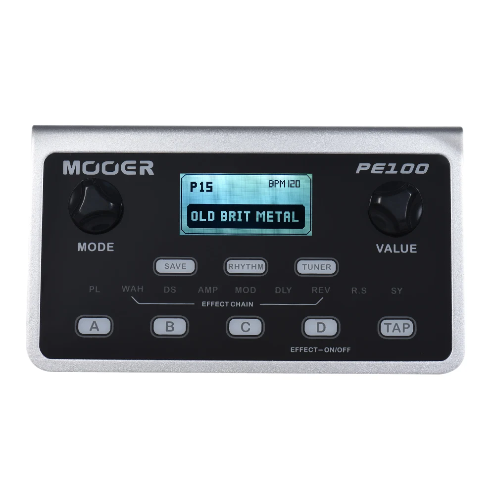 

MOOER PE100 Portable Multi-effects Processor Guitar Effect Pedal 39 Effects 40 Drum Patterns 10 Metronomes Tap Tempo