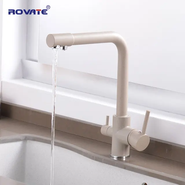 Special Offers ROVATE Purifier Kitchen Faucet with Filtered Water Dual Handle Drinking Water Tap,Cold and Hot Mixer Sink Faucet Black Copper