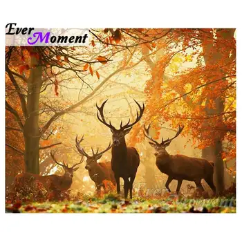 

Ever Moment Diamond Painting Autumn Forest Animal Deer Antlers Scene Nature Diamond Embroidery DIY Home Decoration S2F205