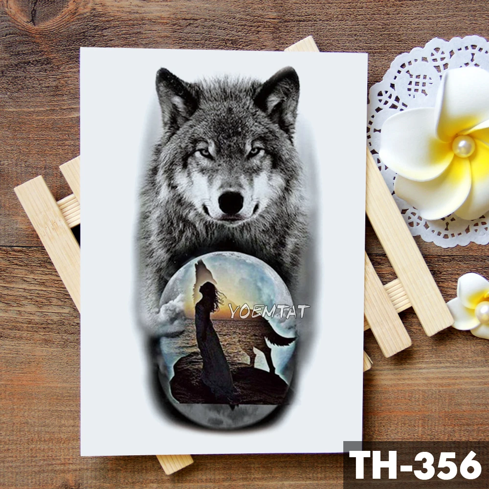 Tribal Wolf Moon Pine Tree Temporary Tattoo Sticker Fox Waterproof Tattoos Forest Body Art Arm Fake Tatoo Men Women Tribal Wolf Moon Pine Tree Temporary Tattoo Sticker Fox Waterproof Tattoos Forest Body Art Arm Fake Tatoo Men Women
