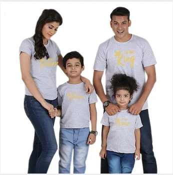 

Family Matching Mommy and Me Clothes Dad and Baby Boy Summer King Queen Print Short-sleeved T-shirt Pajamas