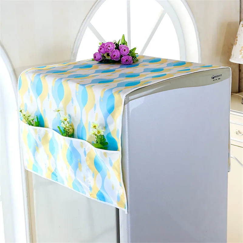 

Refrigerator Dustproof Cover Home Daily Fabric Waterproof Cover with Pockets Hanging Bag Organizer