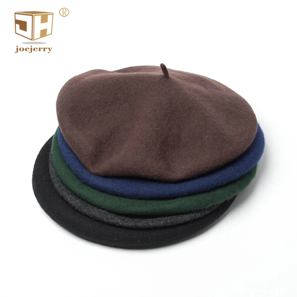joejerry 2018 Beret French Hats For Men Winter Wool Beret Painter Hat