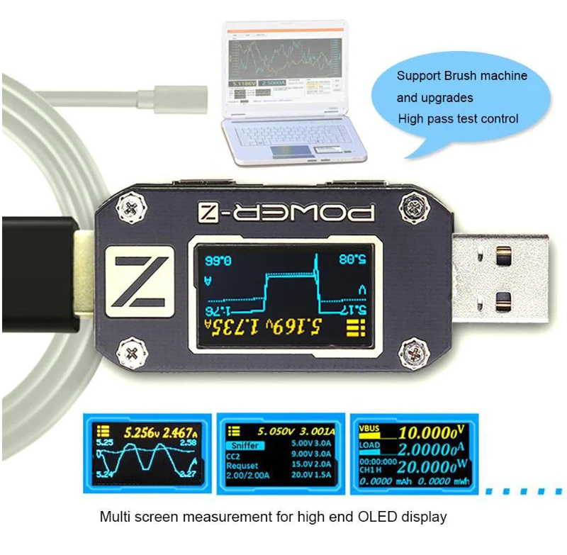 I power fix power Z USB тестер type-c PD QC 3,0 2,0 зарядное устройство Напряжение Ток пульсация двойной тип-c KM001 вольтметр power Bank Detect
