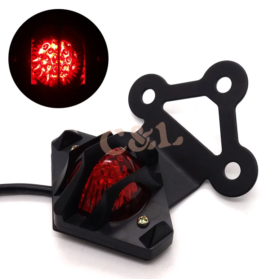 

Black Motorcycle LED Grill Tail Brake Stop Light License Plate Bracket For Harley Bobber Chopper Cafe Racer Custom
