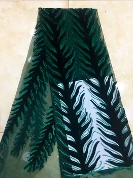 

Latest African Lace Fabric 2019 High Quality Lace Nigerian French Velvet Lace Fabrics Embroidery Sequins Material For Dress