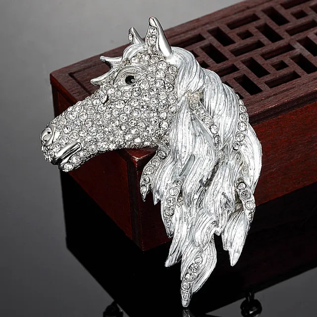 12pcs/lot Wholesale Horse Head Animal Brooch Pin Men Brooches Jewelry