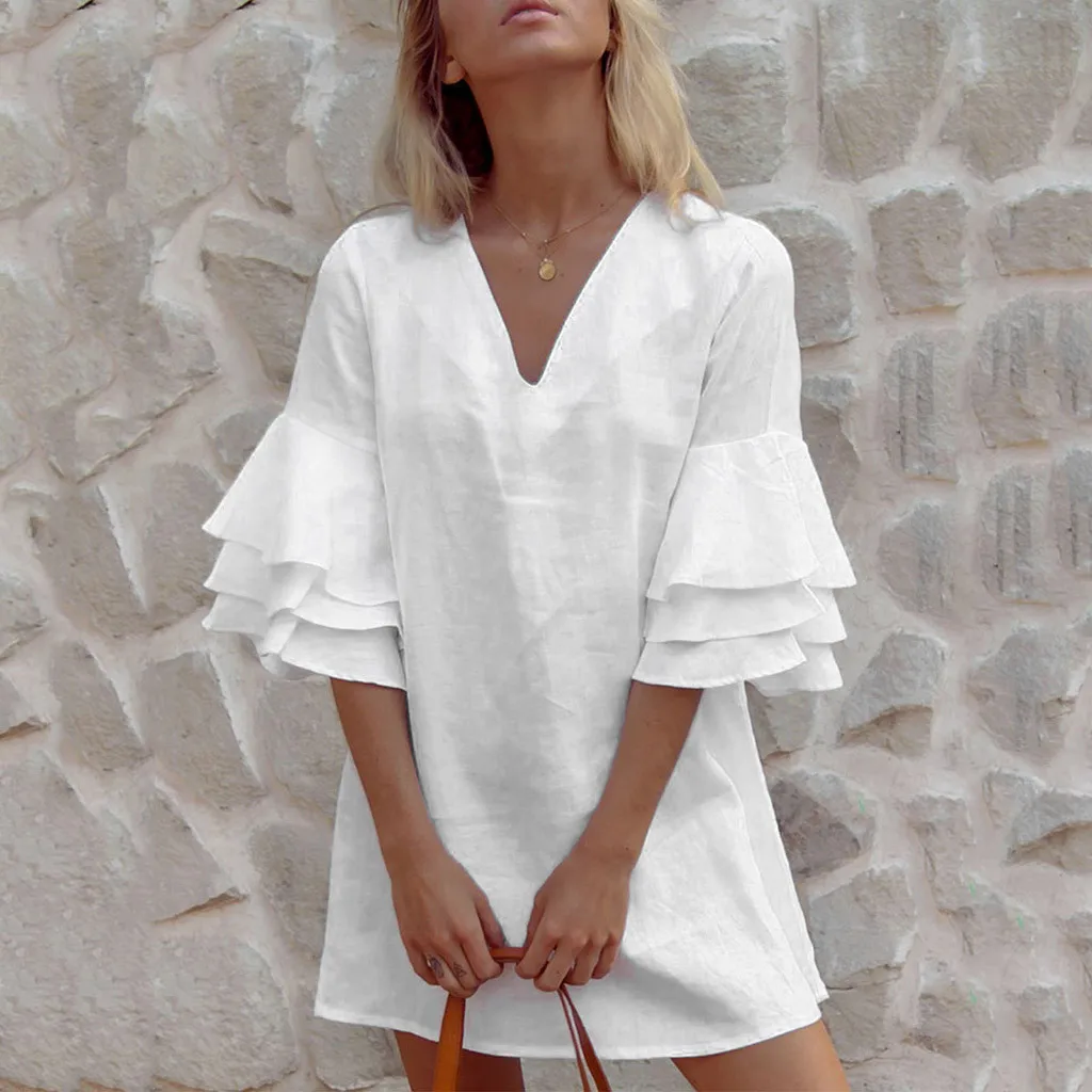 

Vestidos Dress Women Summer Dress Women Sexy Casual Ruffle Short Sleeve Mini Dress Evening Party Dress vestidos de verano