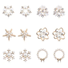 MENGJIQIAO 2019 Mode Neue Stil Simulierte Perle Blume Stud Ohrringe Für Frauen Süße Bijoux Nette Herz Starfish Ohrringe Geschenk
