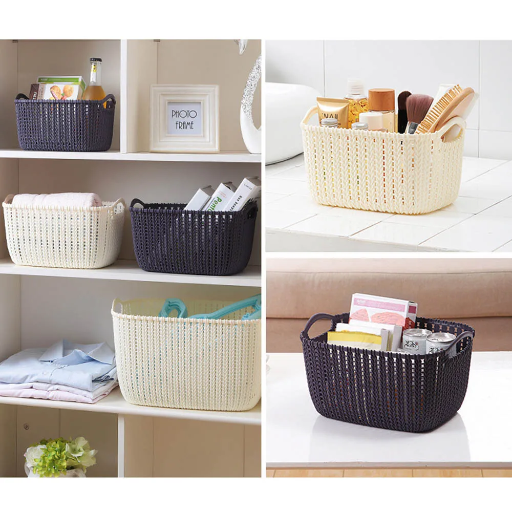 Imitation Rattan Table Storage Basket Plastic Hollow Storage Baskets