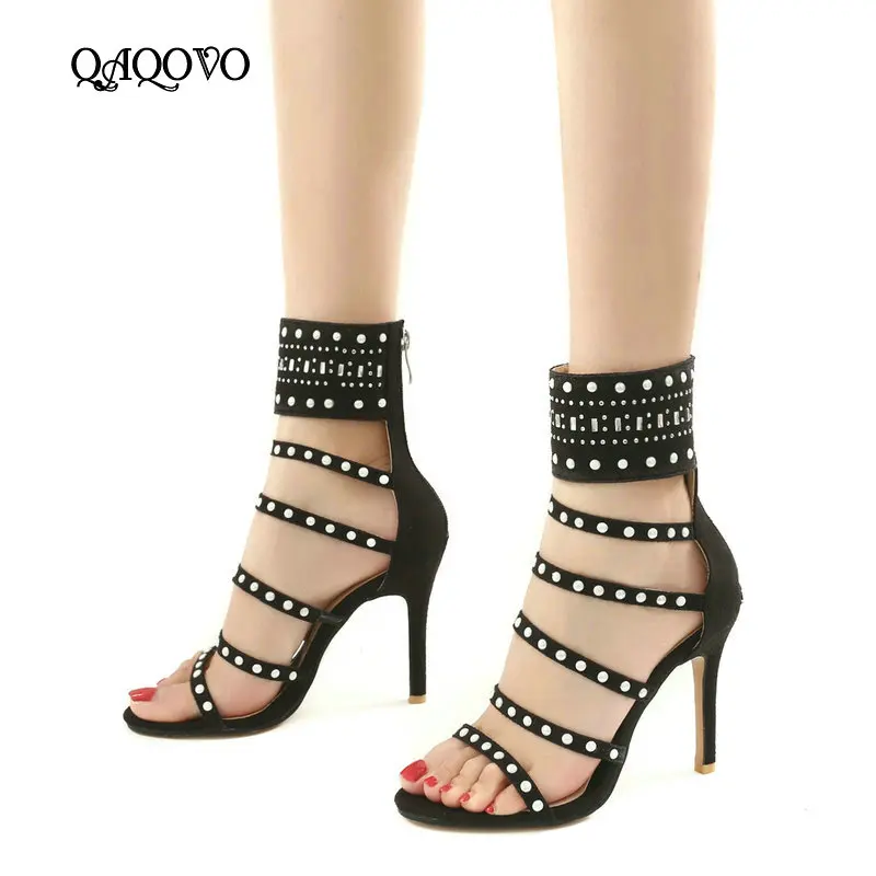 

Women Summer Shoes Gladiator High Heels Sandals Fashion Crystal Super High Heel Zipper Ladies Shoes Sexy Party Shoes Big Size 43