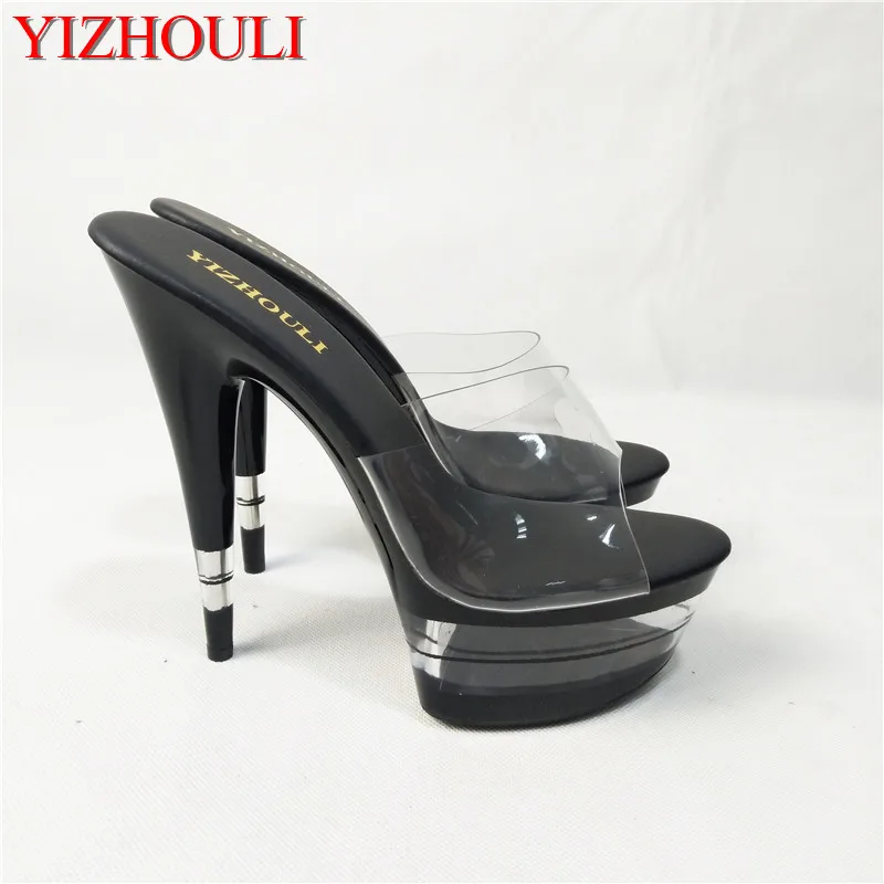 

New fashion 15 cm high heels, striped platform, pole dancing/performance/banquet fashion Slippers