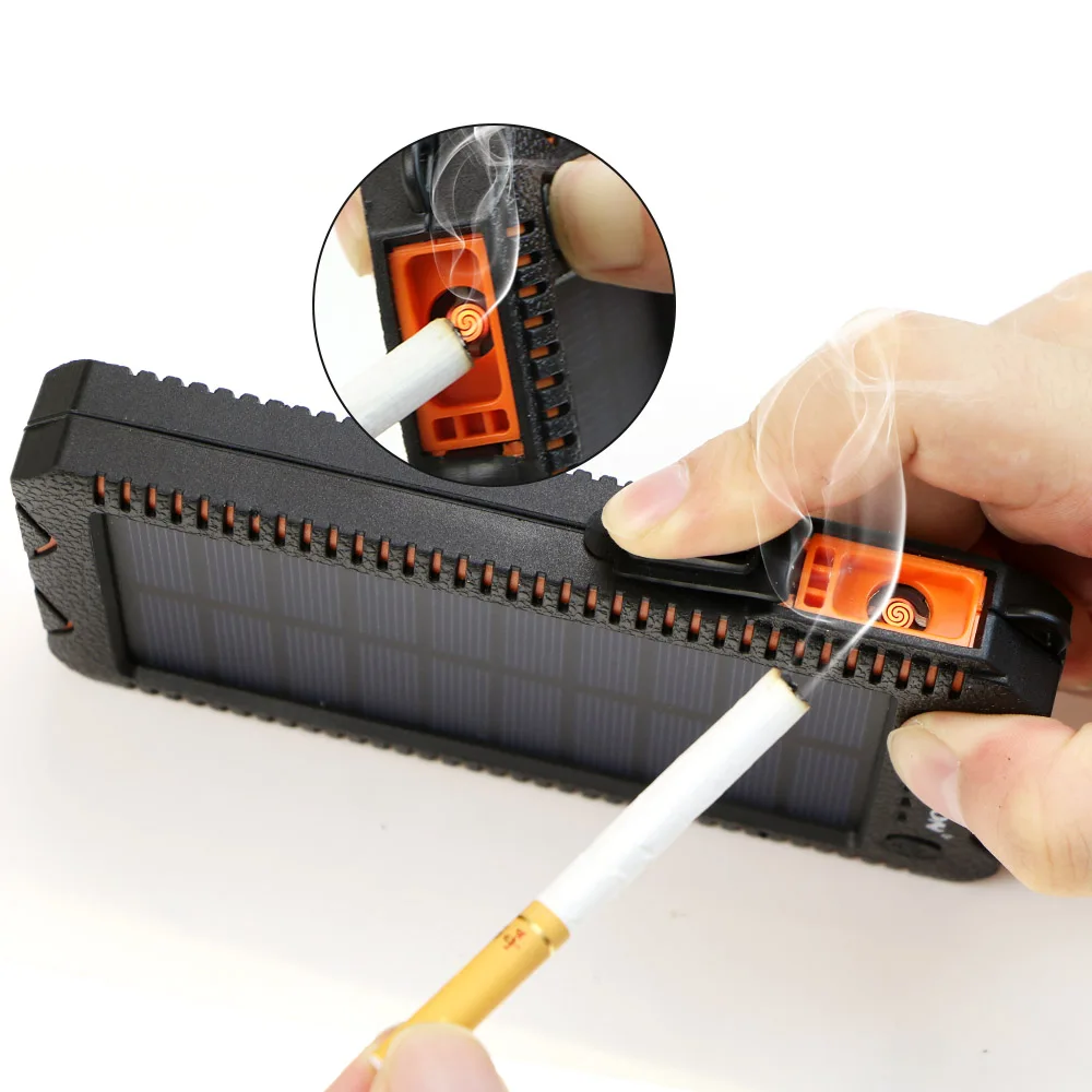 15000mAh Solar Power Bank Portable External Battery Solar Powerbank Charger with Electric Cigarette Lighter for Smart Phone