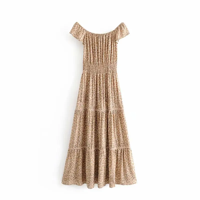 

New Vintage women leopard long dress 2019 summer beach ladies fashion animal print boho dresses party girls elegant chic dress