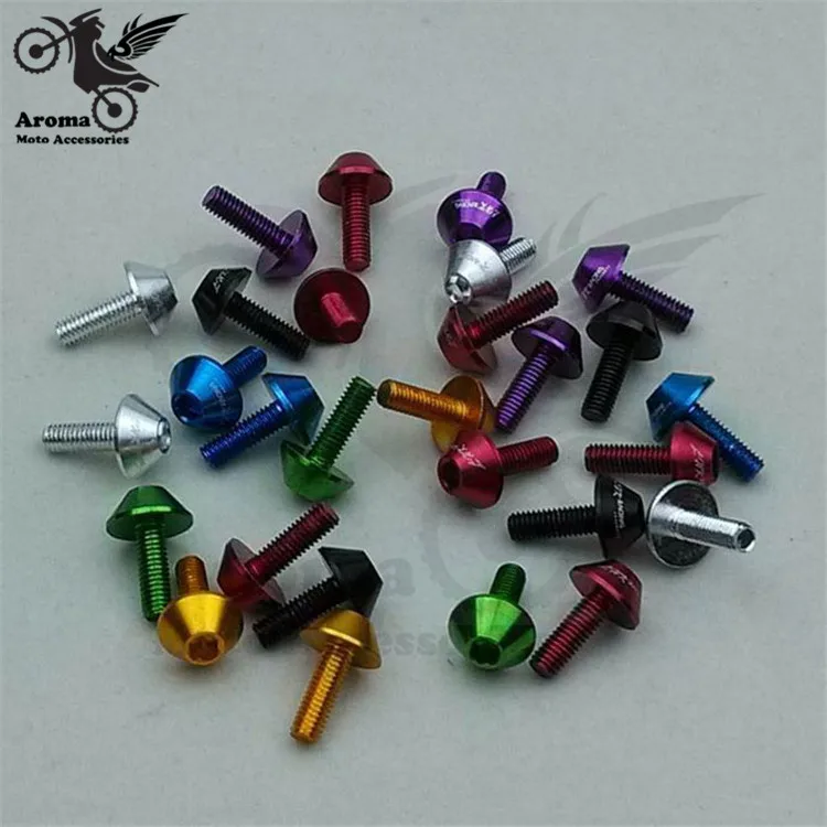 

10pcs colorful motorcycle decals screw 6mm universal motorbike screws Motorbike Fairing work Bolts Screws Motorcycle Accessories