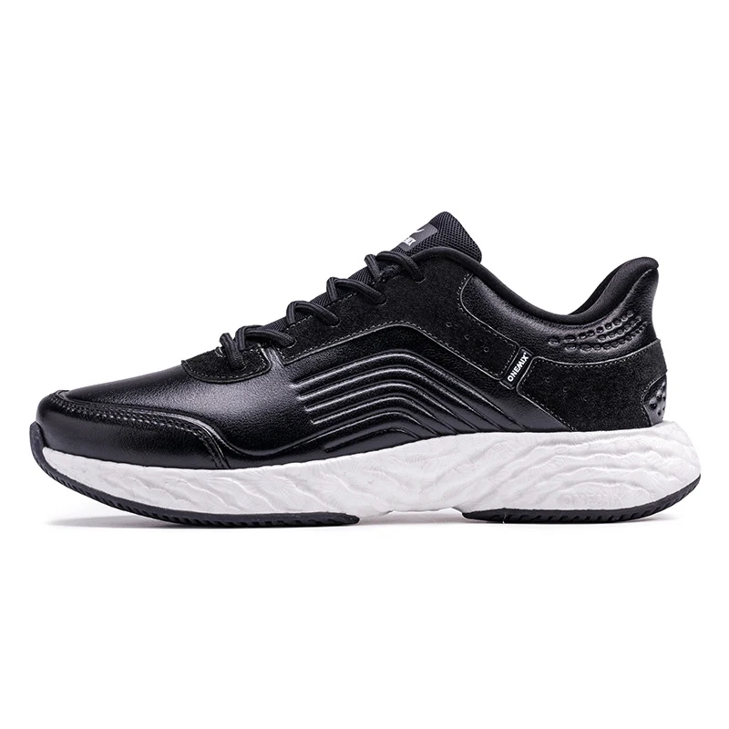ONEMIX спортивная обувь для мужчин высокотехнологичные кожаные кроссовки капли энергии водонепроницаемый ветрозащитный верх бег супер светильник кроссовки - Цвет: Black White CP