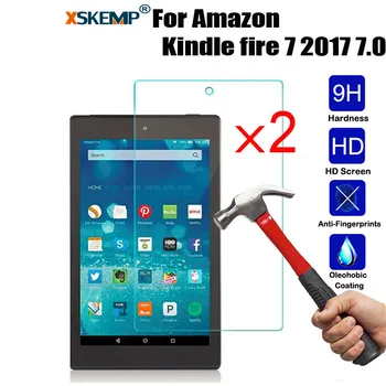 

XSKEMP 2Pcs/Lot 0.3mm Explosion-Proof Tempered Glass For Amazon Kindle fire 7 2017 7.0 Tablet Screen Protector Protective Film