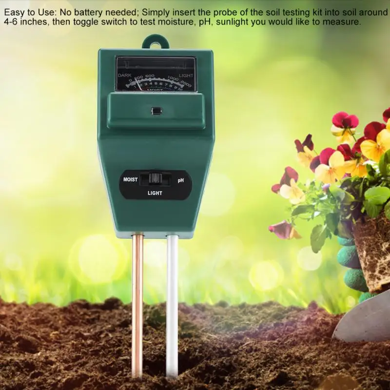 3 in 1 PH Tester Soil Water Moisture Light Test Meter Sunlight Sensor for Garden Plant Flowerin