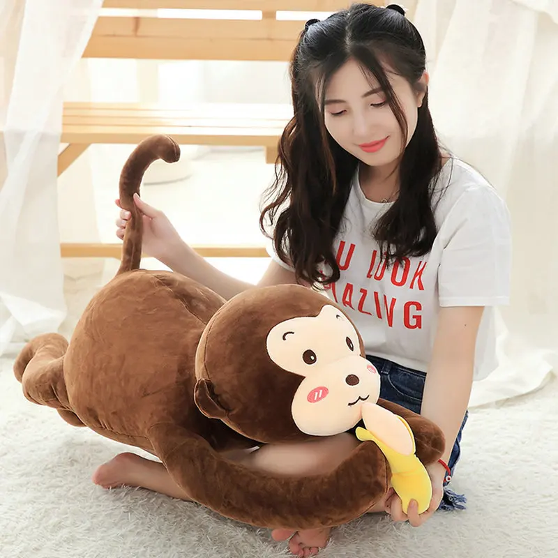 

60-100cm Cute Soft Monkey Plush Toy Stuffed Doll Decent Placating Bed Doll Birthday Gift for Kids
