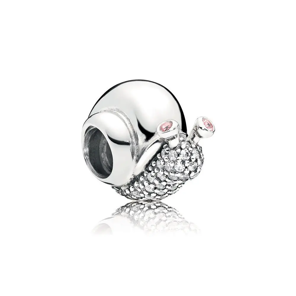 

Authentic 925 Sterling Silver Bead Sparkling Snail Charm With Clear CZ Fit Original Women Pandora Bracelet Bangle Diy Jewelry