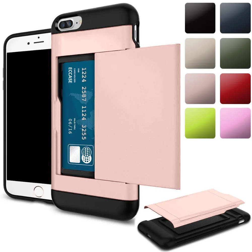 For iPhone 8 7 6 6s Plus Case X XS XSMax Credit Hidden Card Holder