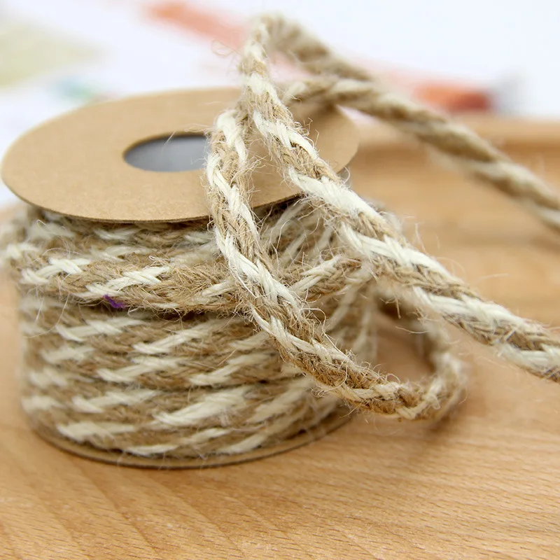 10meters Handmade Braided Woven Twine Jute Rope 0.6cm Burlap String Hemp Rope Party Wedding Gift