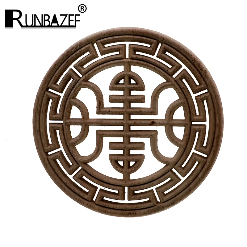 RUNBAZEF китайская деревянная гравировка круглая рамка с аппликацией угловая