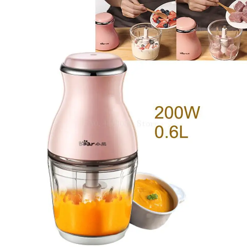 

MINI Mute Baby Food Mixers Meat Grinders Juicer 0.6L Food Processor blender juicer with Thick Glass Cup 200W Copper Motor