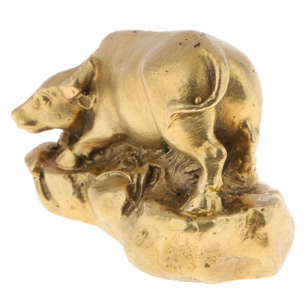 Pure Solid Brass Animals Statues Figurines Chinese Zodiac Shengxiao Ornaments for Home Office Table Desktop Shelf Decoration