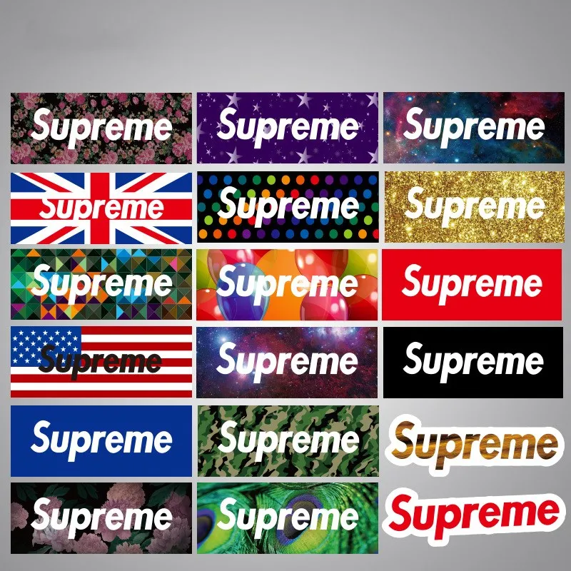 

19pcs/pack Superme Stickers Toys For Suitcase Laptop Luggage Skateboard Car sticker