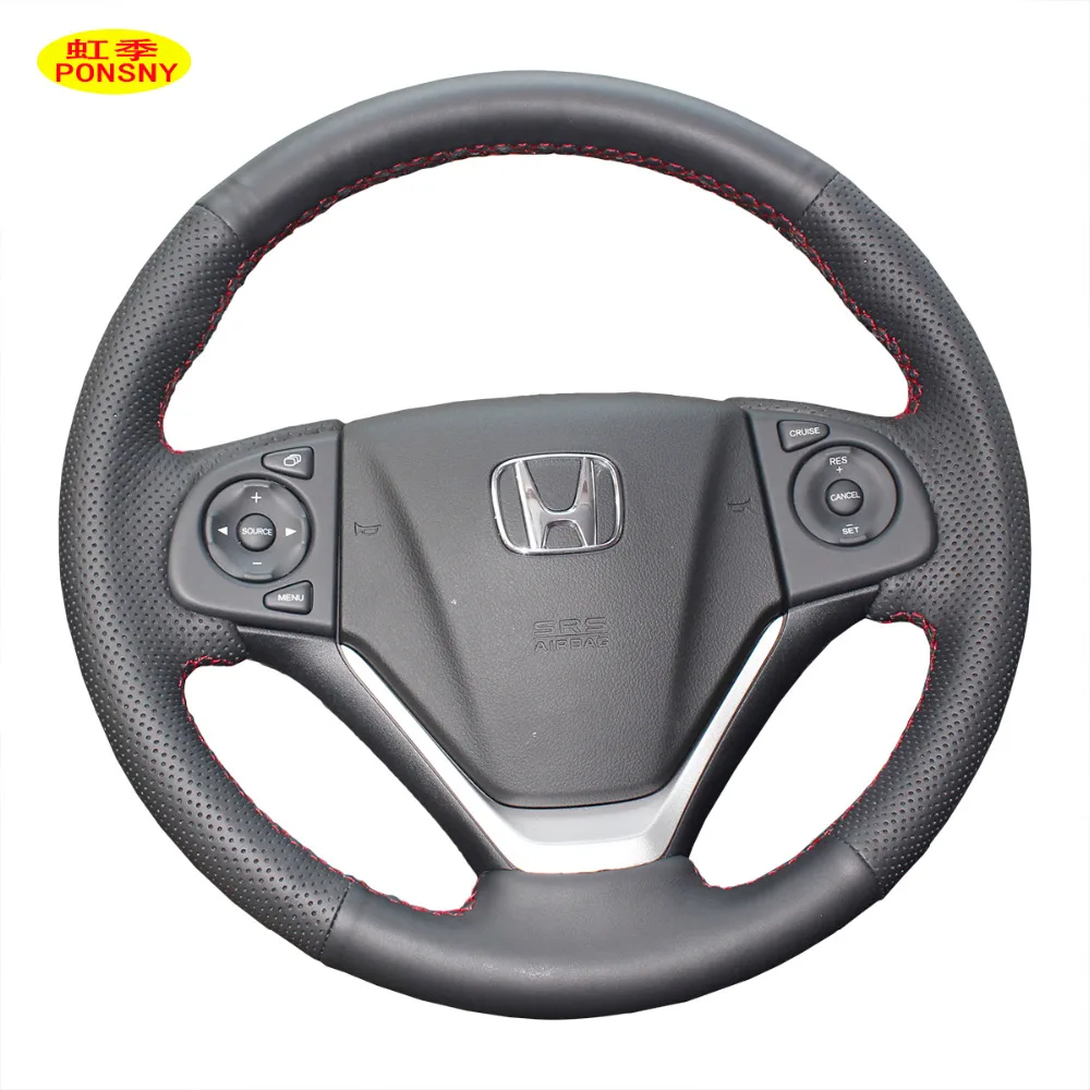 Чехол для руля автомобиля PONSNY/Gear из натуральной кожи черный чехол HONDA CRV 2012 2016