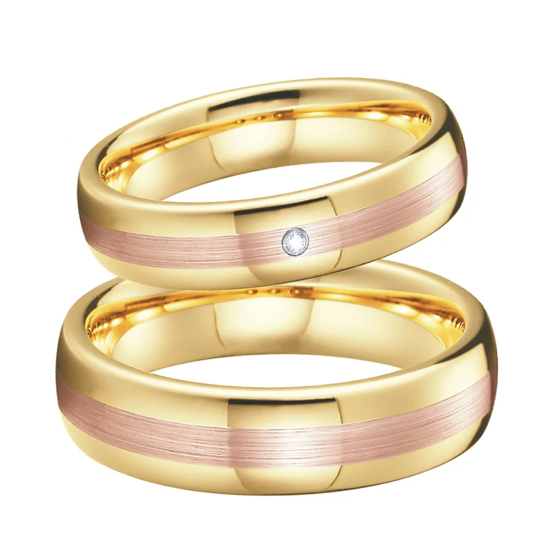 Unique Wedding Rings Tungsten Jewelry Rose Gold Color anillos anel bague bijoux femme Engagement couple rings for women
