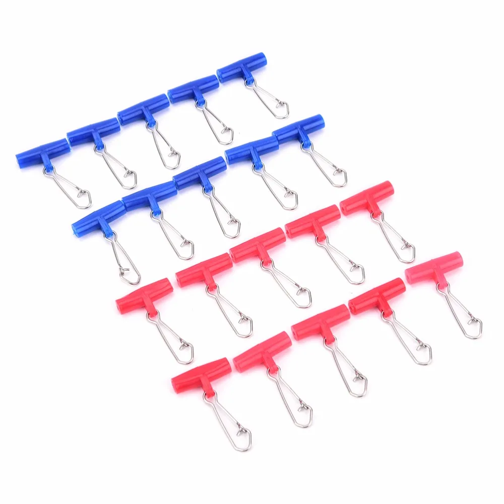 Easy Catch 10pcs Fishing Sinker Slip Clips Blue Plastic Head Swivel